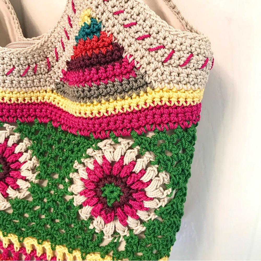 The Sak Ellis Crochet Hobo Bag Boho Granny Square NWOT - Picture 10 of 16